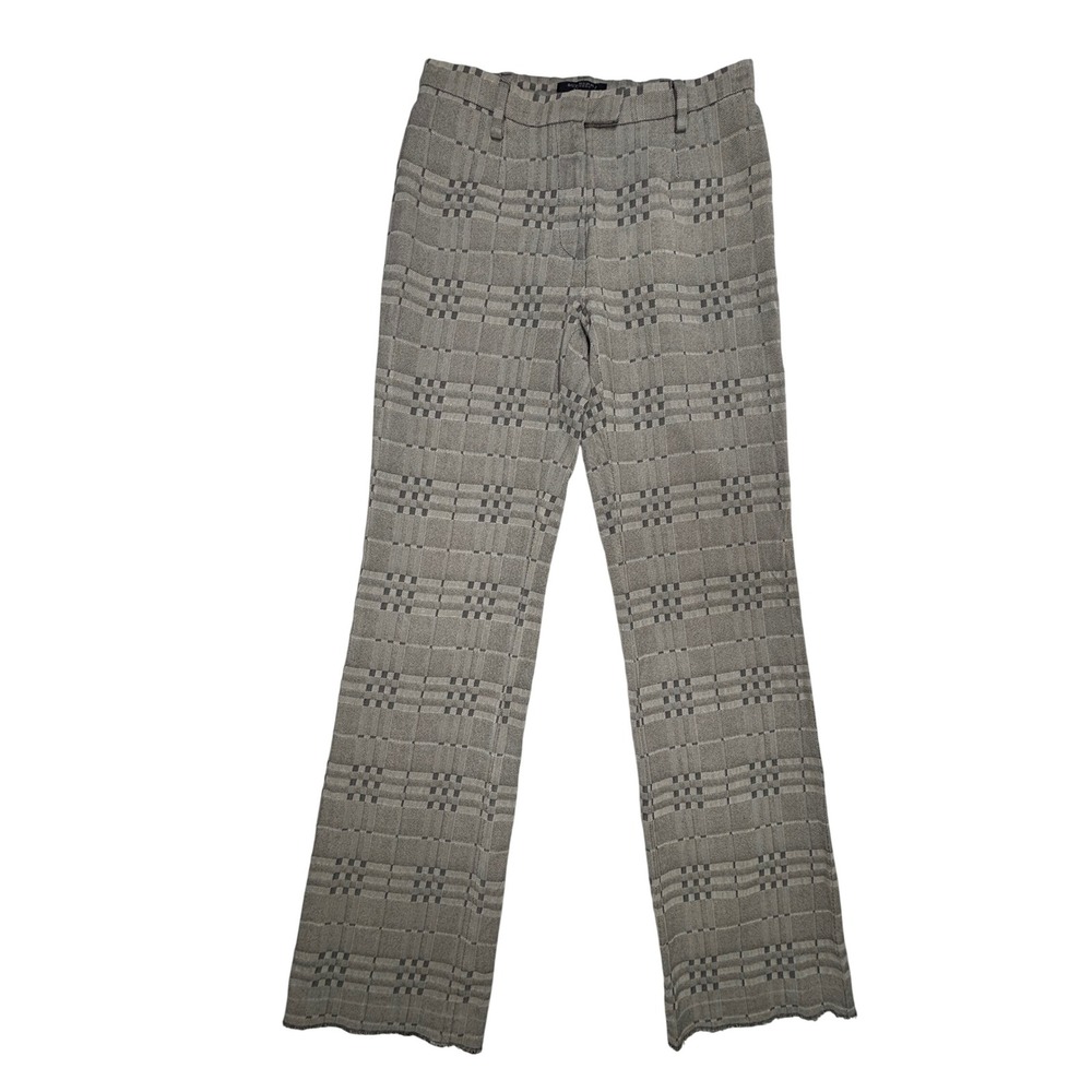 Burberry London Windowpane Plaid Trouser Pants Womens 4 26X30 Gray Check‎ Italy